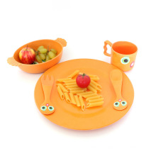 Lovely Eco Bamboo Fiber Children Dinner Plate Set Tableware For Home Use